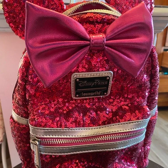 Rare Disney Loungefly Imagination Pink Minnie Mouse Mini Backpack Disney Loungefly Exclusive Minnie Mouse Pink Cotton Candy  main image 2